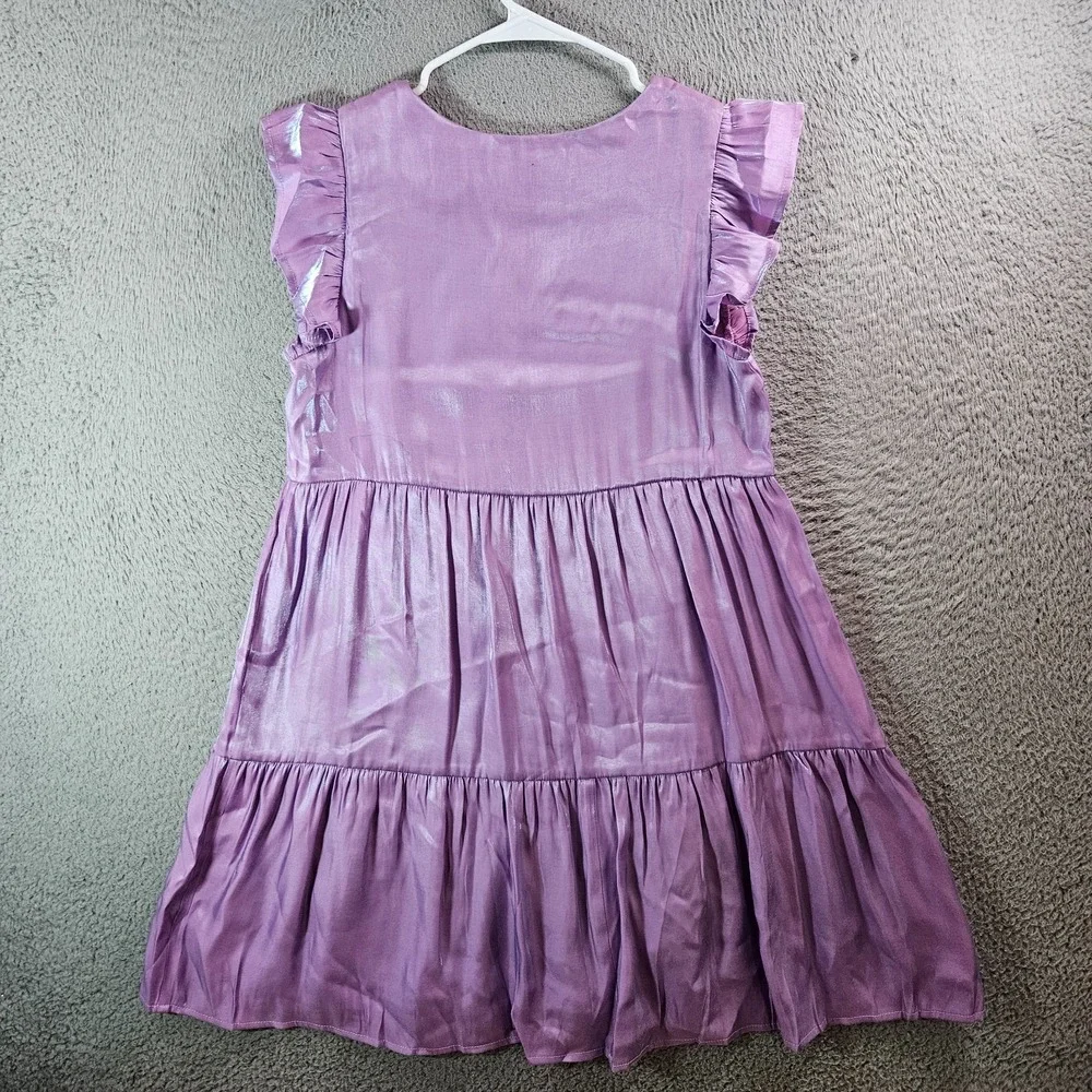 NEW Savanna Jane Dress Small Cap Sleeve Embroidered‎ Lined Shiny Purple - Picture 5 of 8